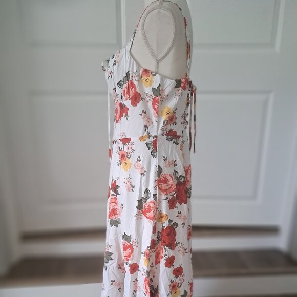 AGYMNX Floral Strap a-line sundress cami midi tie up front lace up back L NWT - Picture 4 of 11